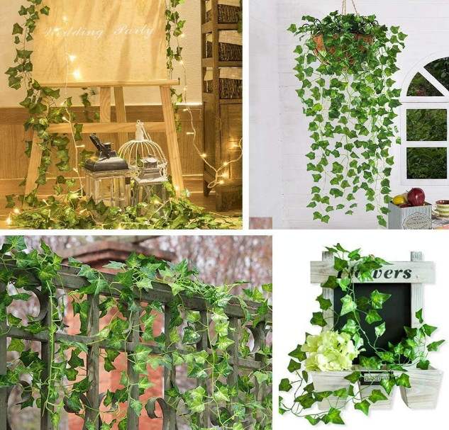 4PCS Artificial Fake Flower Vine Hanging Garland Plant Ivy Home Deco Green US