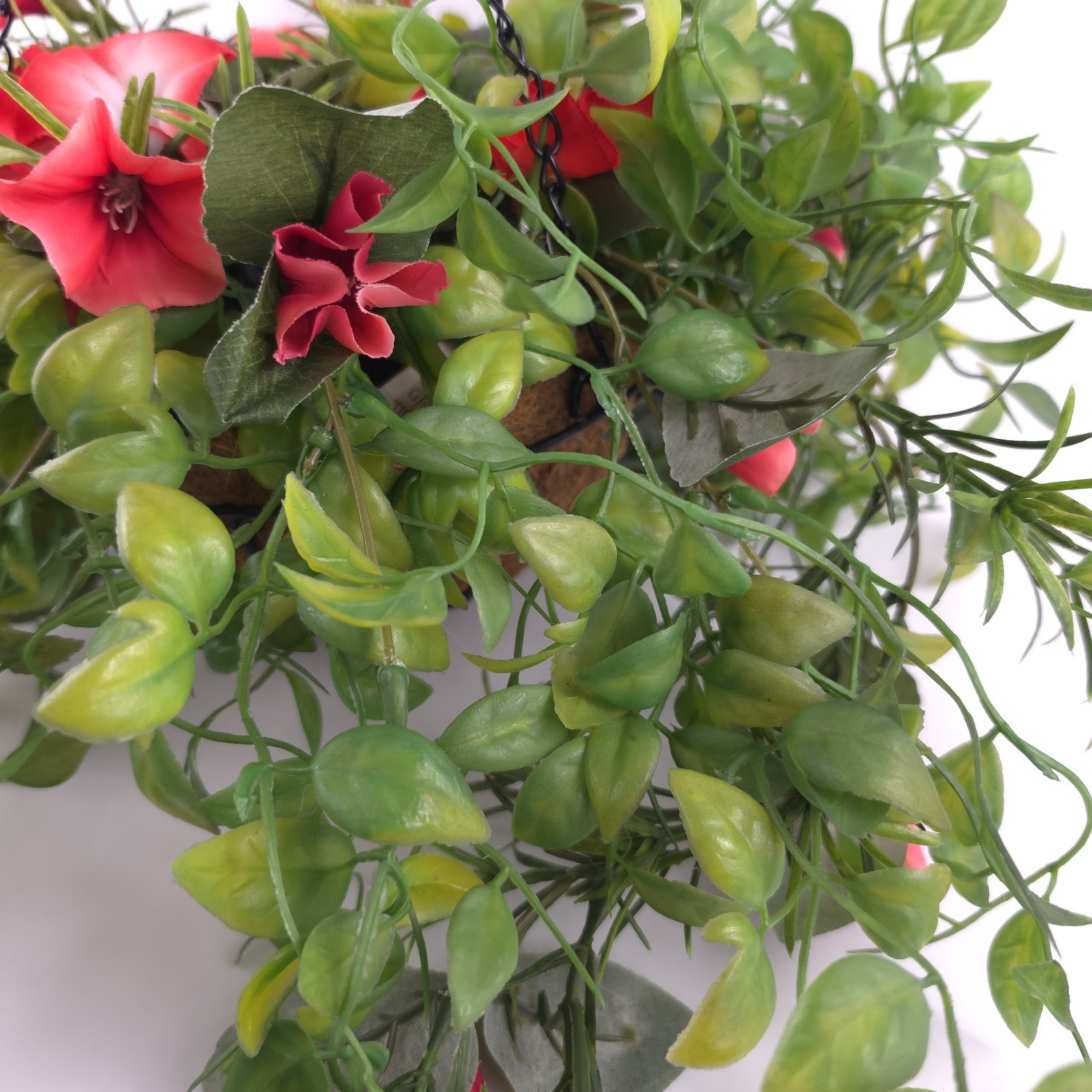 Garden Reflections 14″ Faux Morning Glory Hanging Basket Red