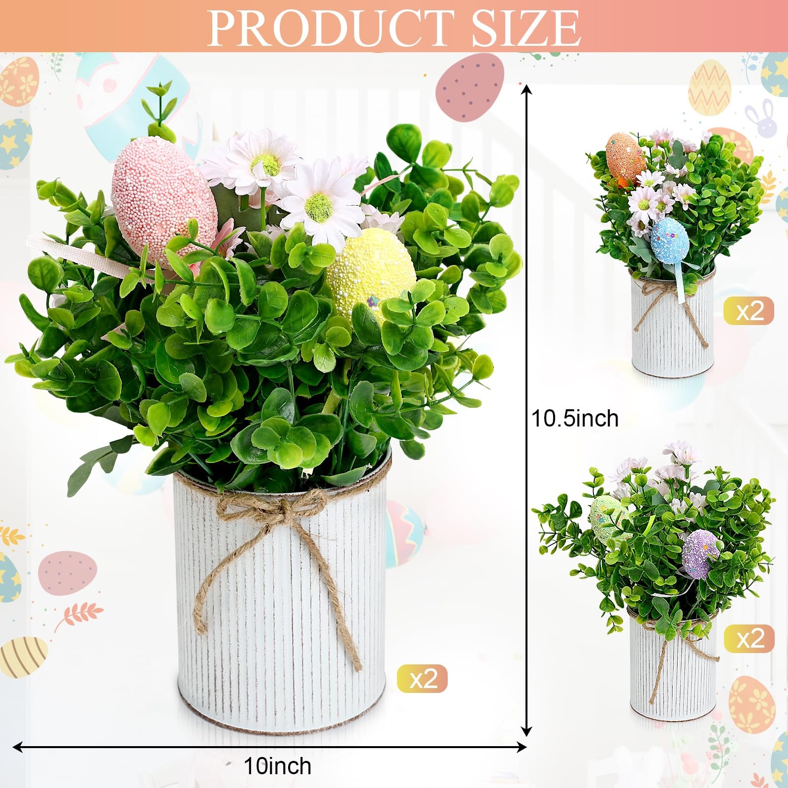 DIYDOFUN Spring Easter Table Decorations Centerpieces – Set of 6 PreMade Eggs…