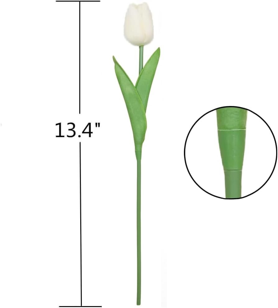 10 Real Touch White Tulips – Luxurious Artificial Flower Arrangement for Home