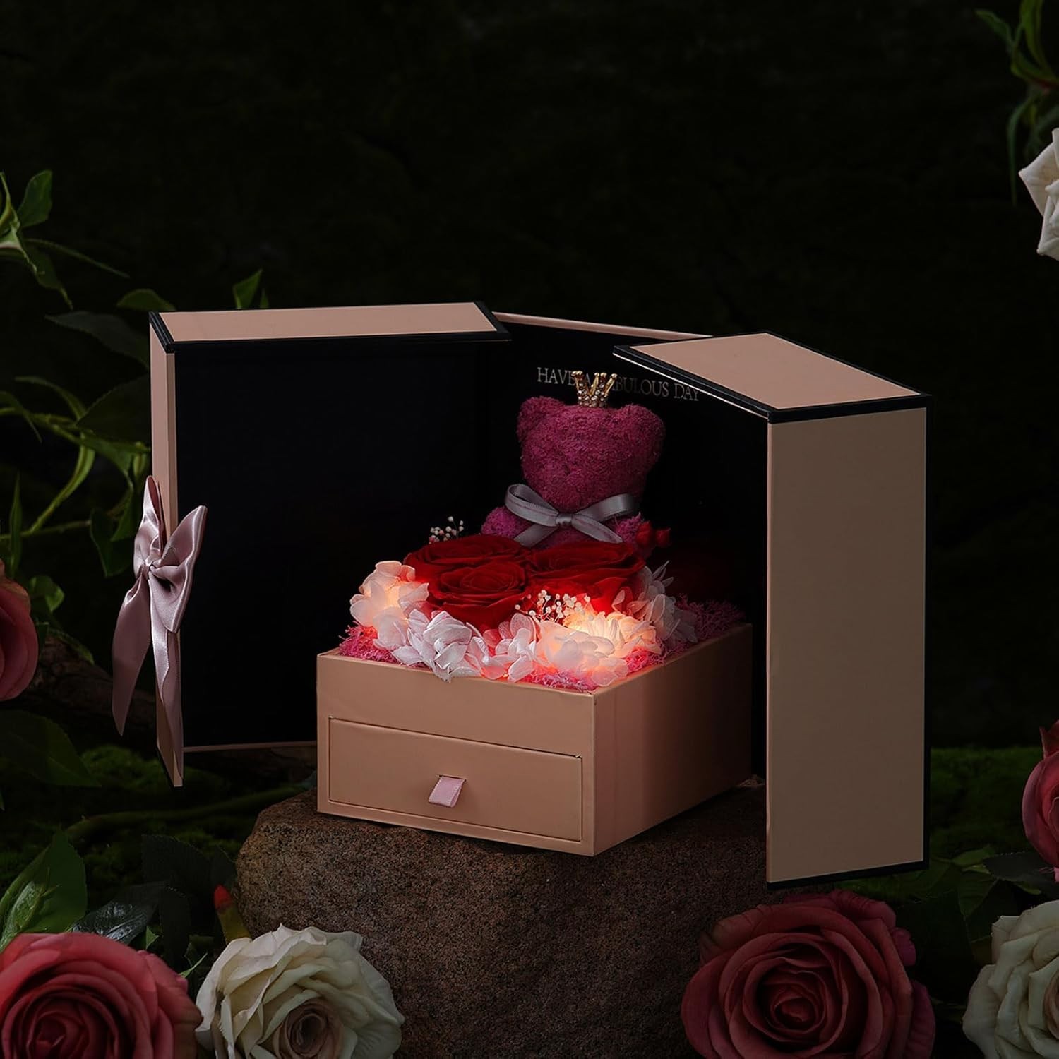 Eternal Preserved Rose Gift with I Love You Necklace – Timeless Elegance for Her