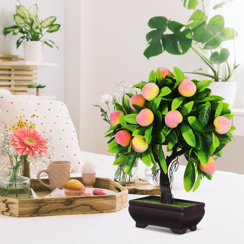 Artificial Bonsai: 25cm Simulation Peach Bonsai Tree – Artificial Potted Plant