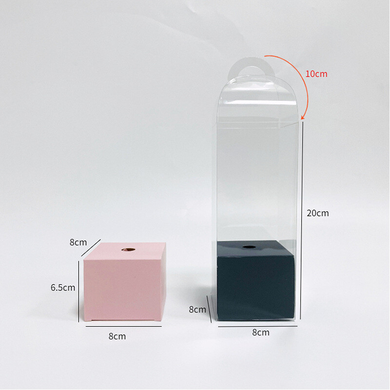 Transparent Rose Flower PVC Box Lighthouse Portable Flower Valentine Bouquet Box