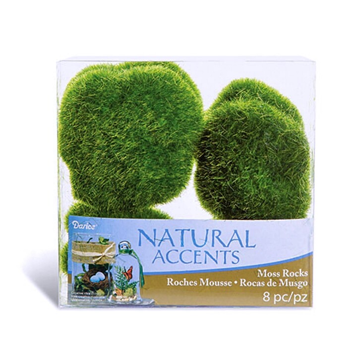 8 pc. Pkg. FAUX MOSS COVERED ROCKS for Landscaping or FAIRY GARDENS by DARICE