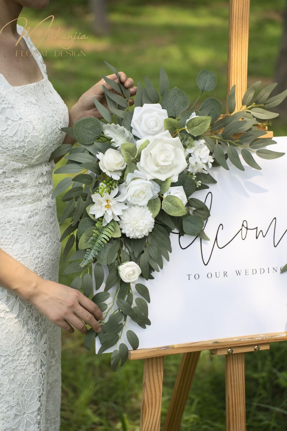 Wedding Sign Faux Flower Swag (Pack of 2) for Ceremony Party Reception Entran…