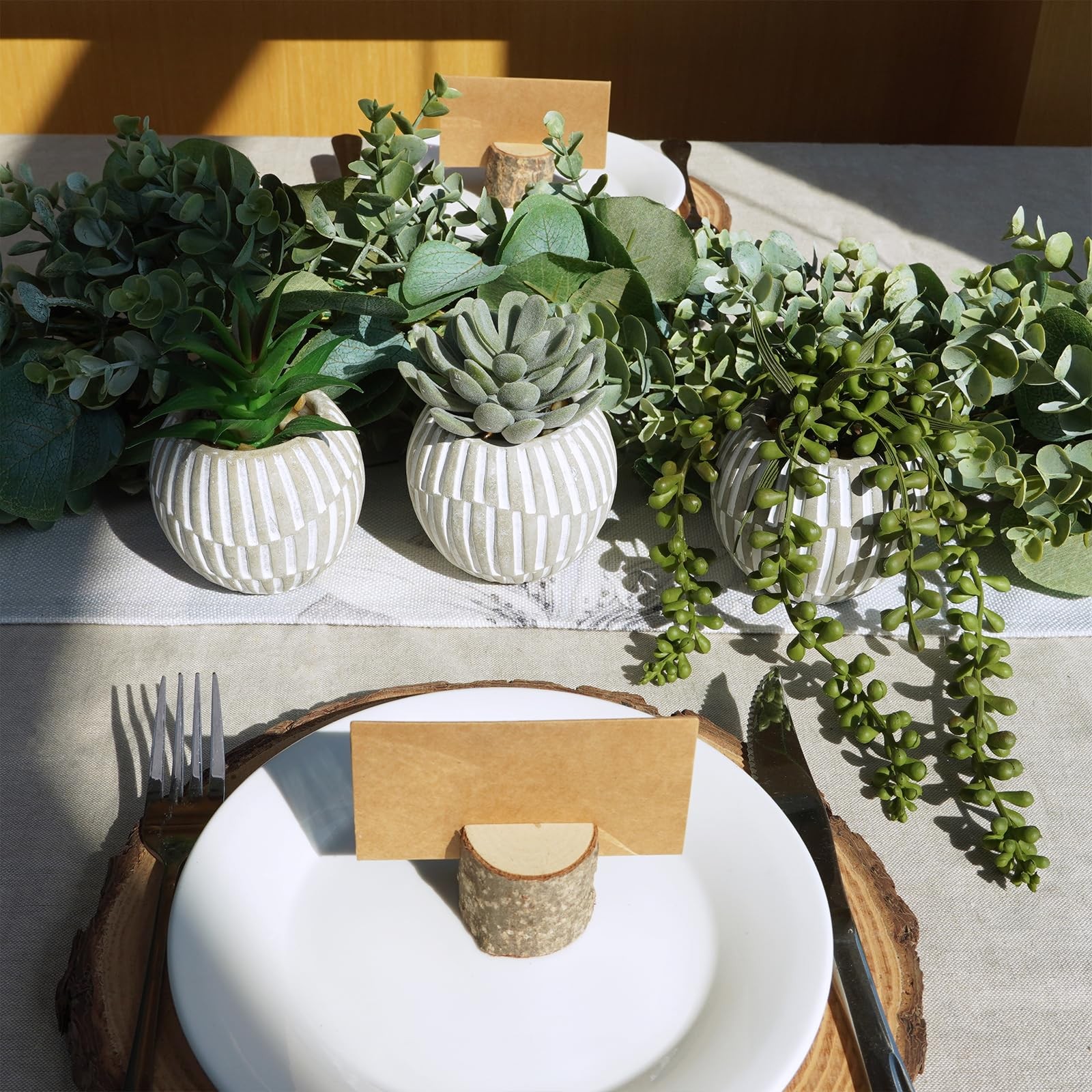 3 Pack Artificial Succulent Plants in Gray Geometric Concrete Pots Fake Aloe …