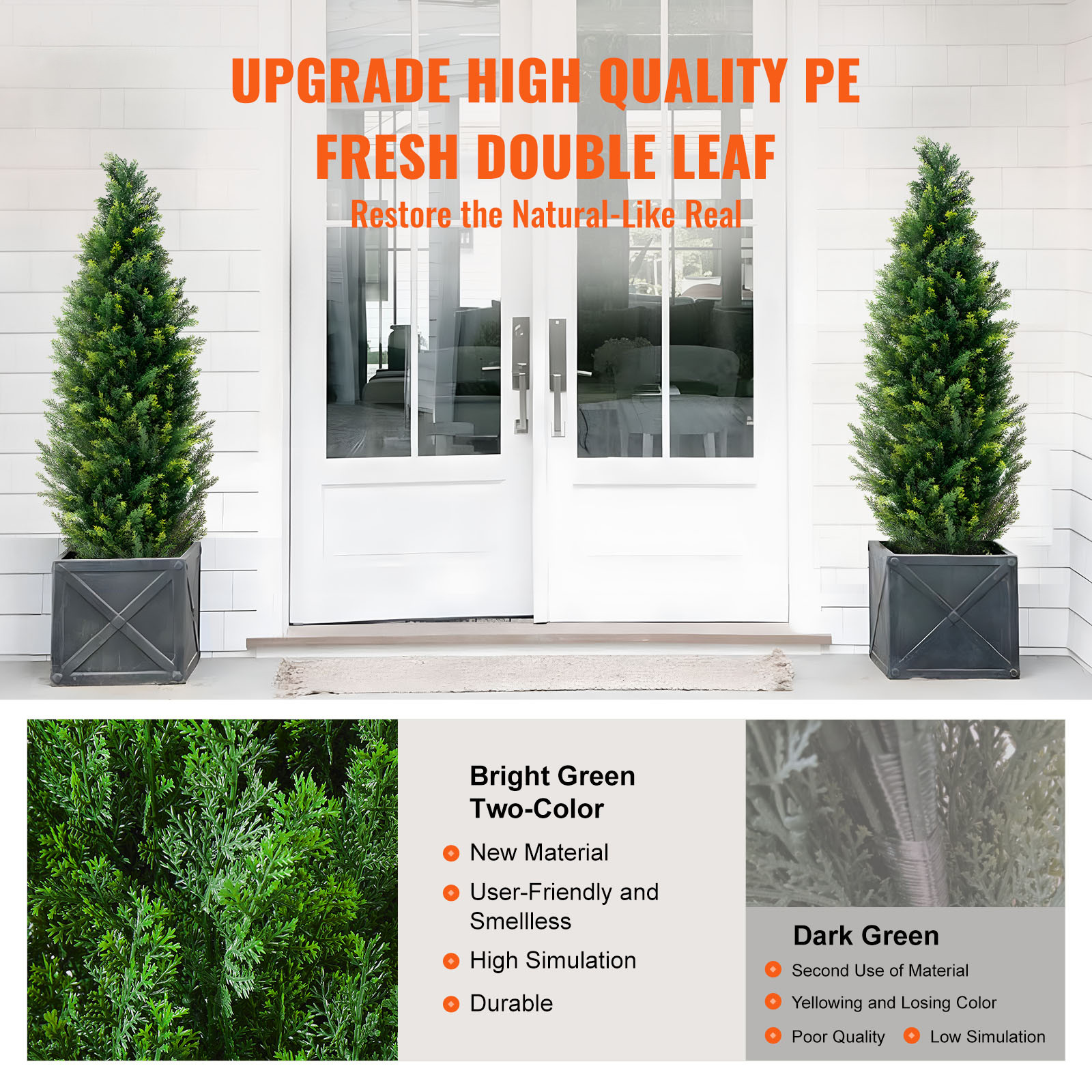 VEVOR 2 Pack 4′ Artificial Cedar Topiary Tree Faux Plant UV Decor In/Outdoor