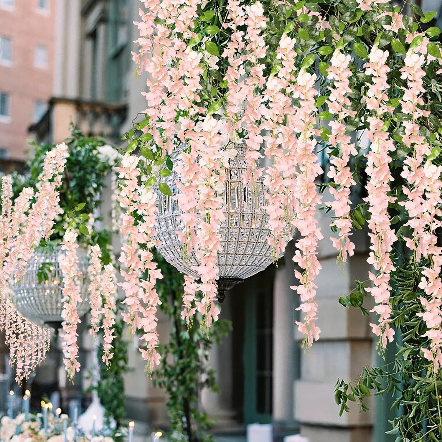 Wisteria Hanging Flowers 24 Pack Artificial Garland Silk Vines