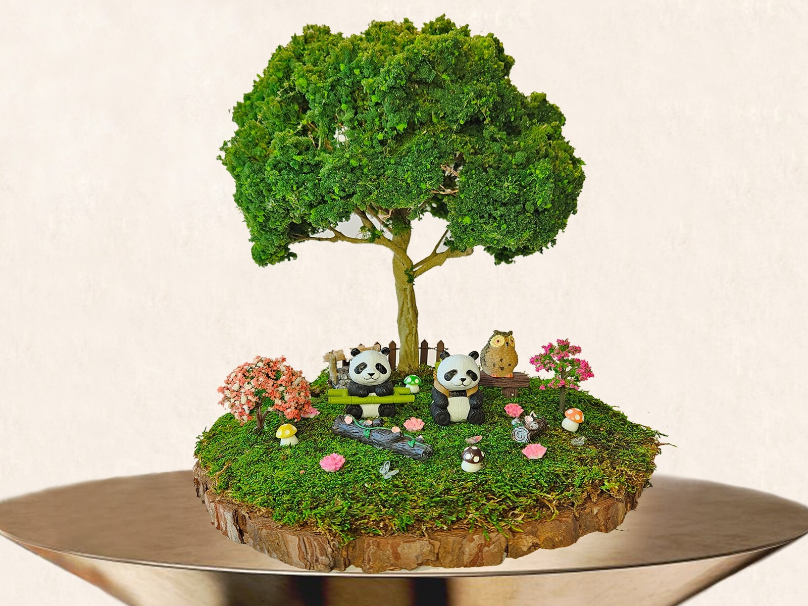 Bonsai Handmade Mini Fake Faux Plants Tree for Home Office Decor Panda Moss