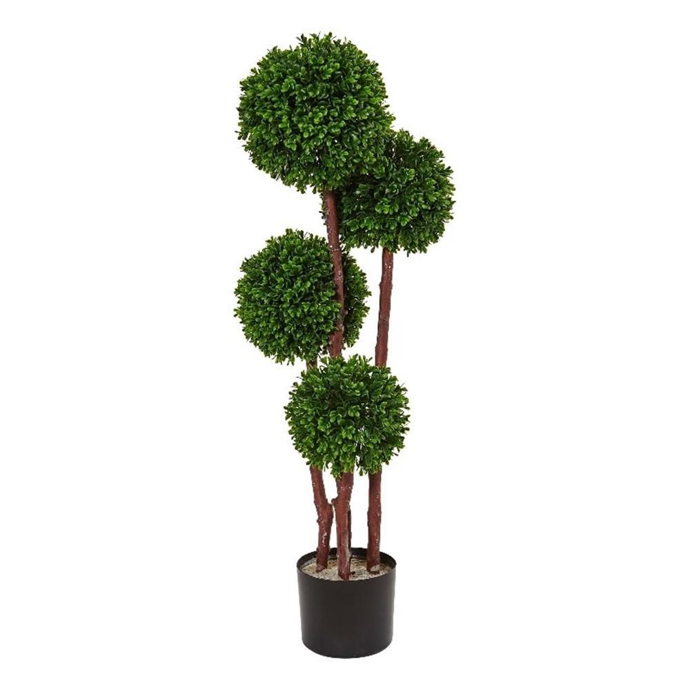 Indoor/Outdoor 36″ Boxwood Topiary Artificial Tree UV Resistant in Green/Black