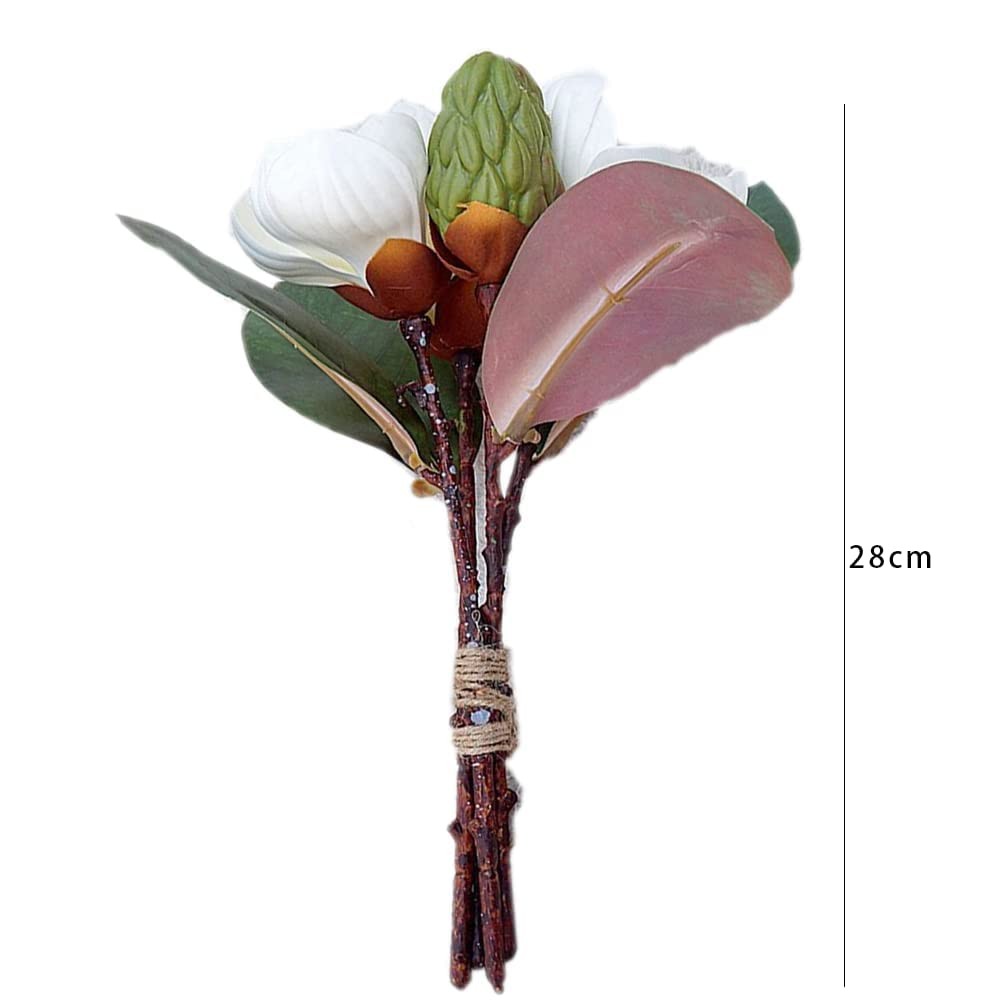 3 PCS 11 Inch White Silk Artificial Magnolia Flowers Decoration Bouquet L