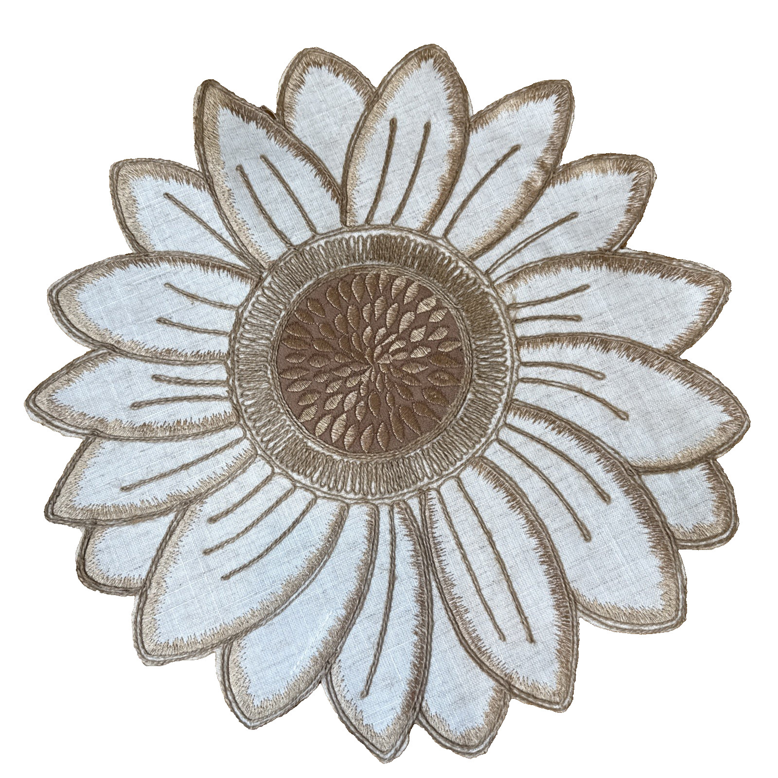 Beautiful Tan/brown Flower Shapped Place Mates Set Of 4- 15”X15”