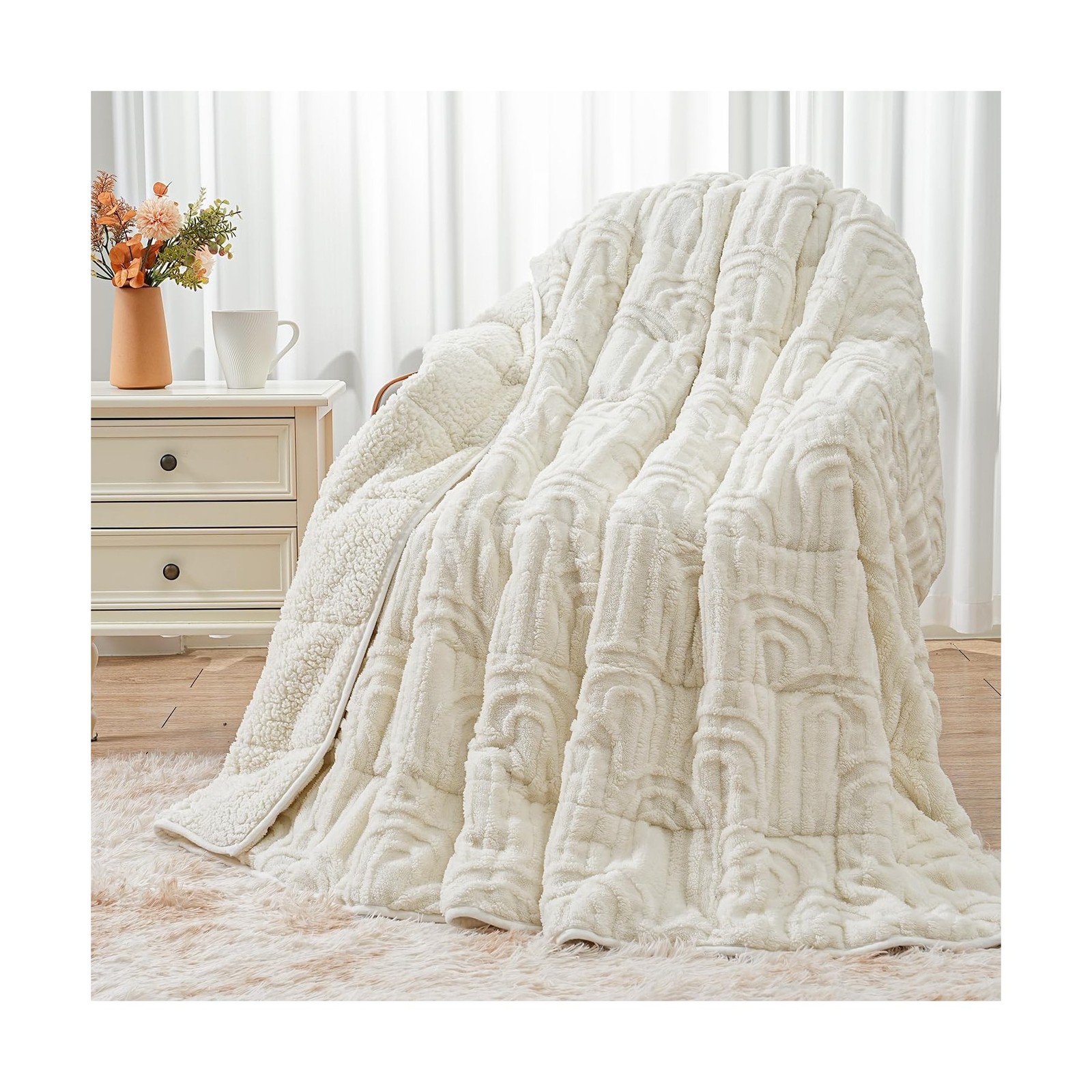 Wemore Jacquard Fleece Weighted Blanket Queen Size 60″ x 80″ 15lbs,… Fast Ship