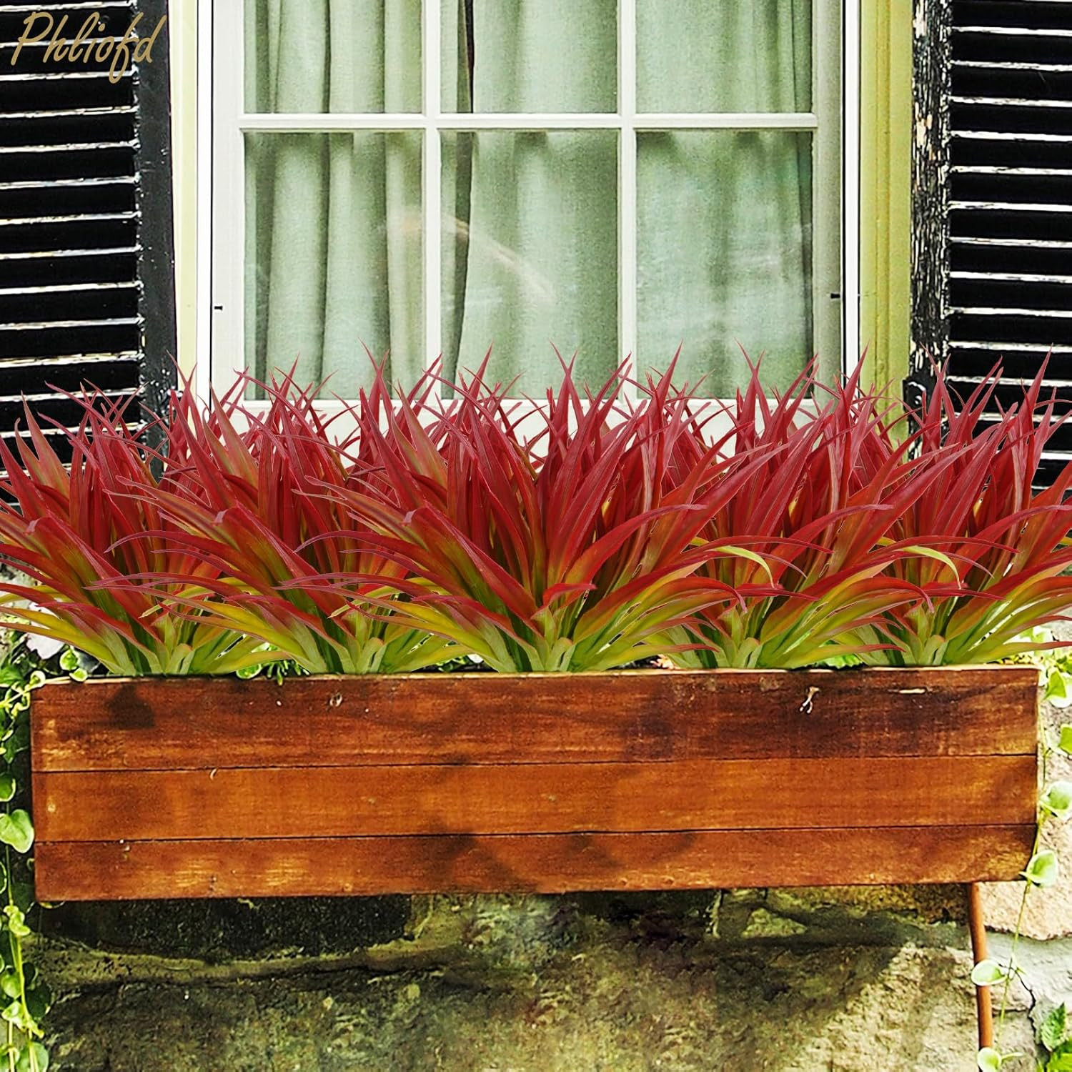 6Pcs Artificial Grass Fake Plants 17.3In Outdoor Plants UV Resistant Greenery St