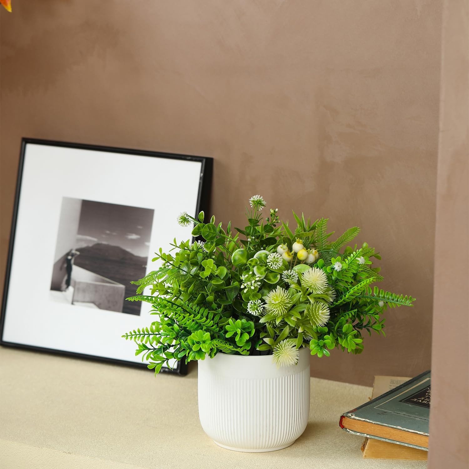 Fake Plants with Ceramic Pots, Artificial Plants Indoor, Faux Plant Flowers f…