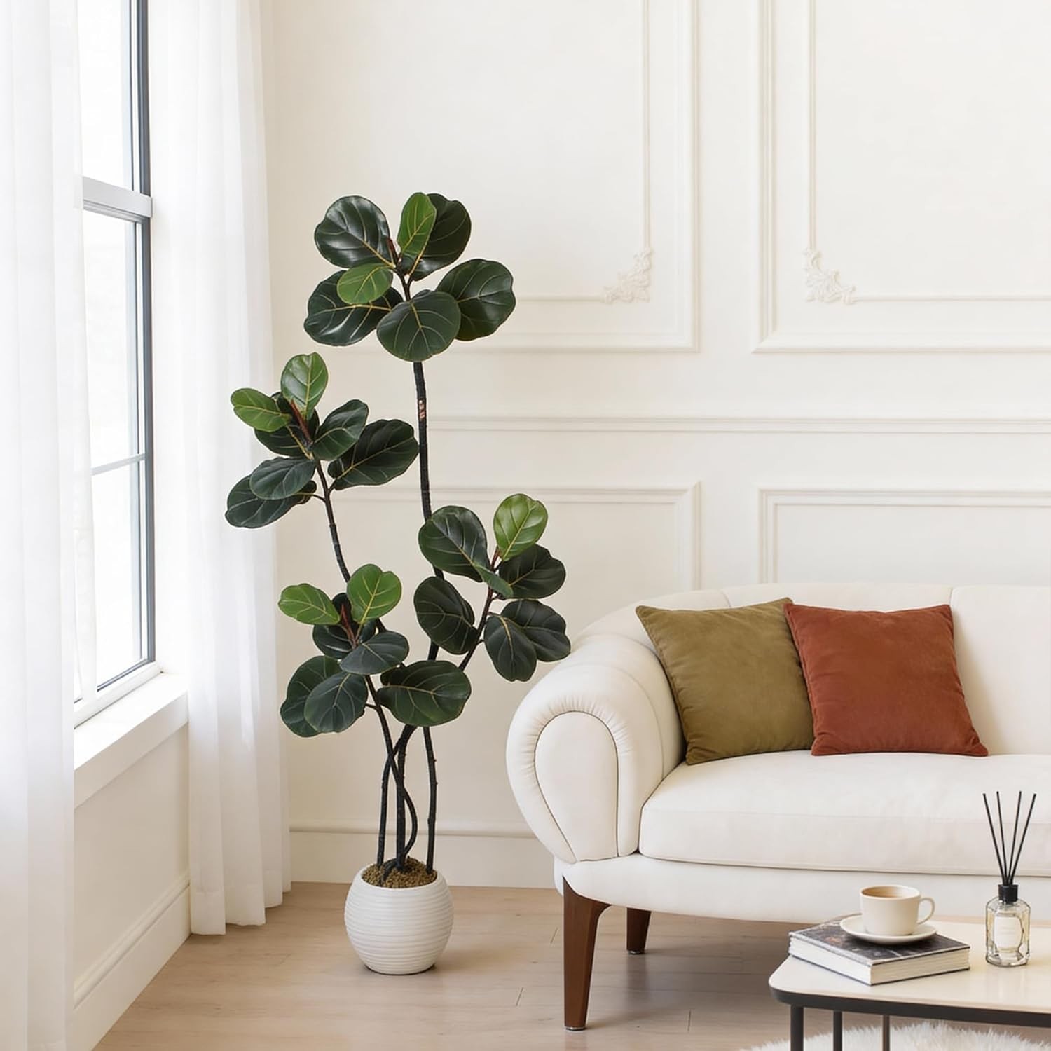 Garvee Faux Fiddle Leaf Tree Artificial Plant,Rubber Leaves with Bendable Boughs