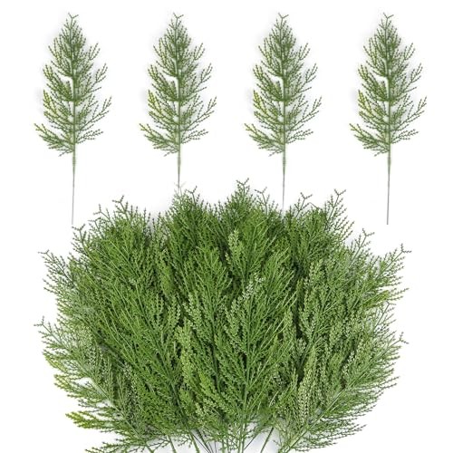 Artificial Pine Branches,Pcs Christmas Faux Cedar Stems, Artificial 40 Green