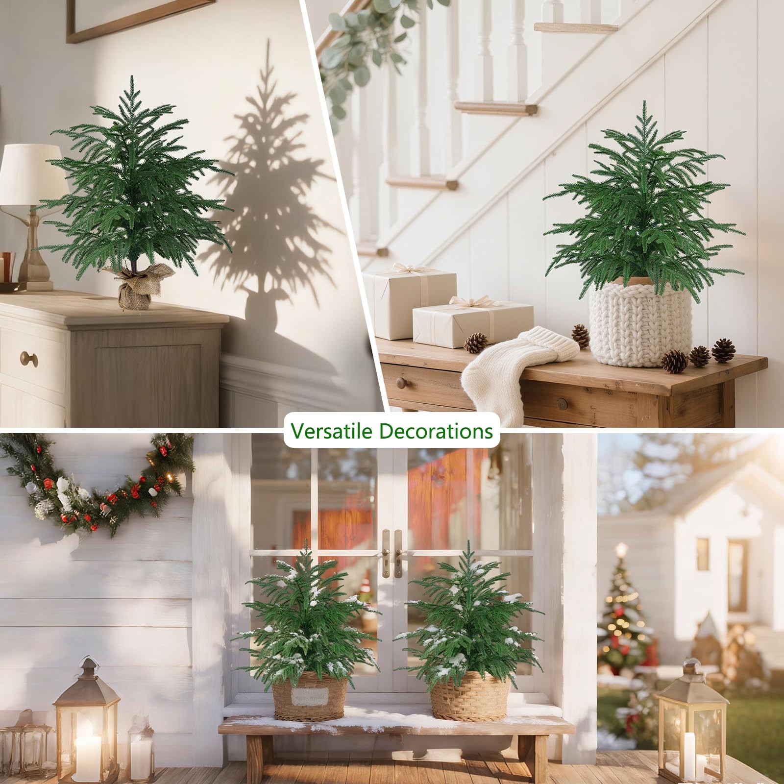 2FT Artificial Norfolk Pine Tree with Decorative Pot – Tabletop UV Protection…