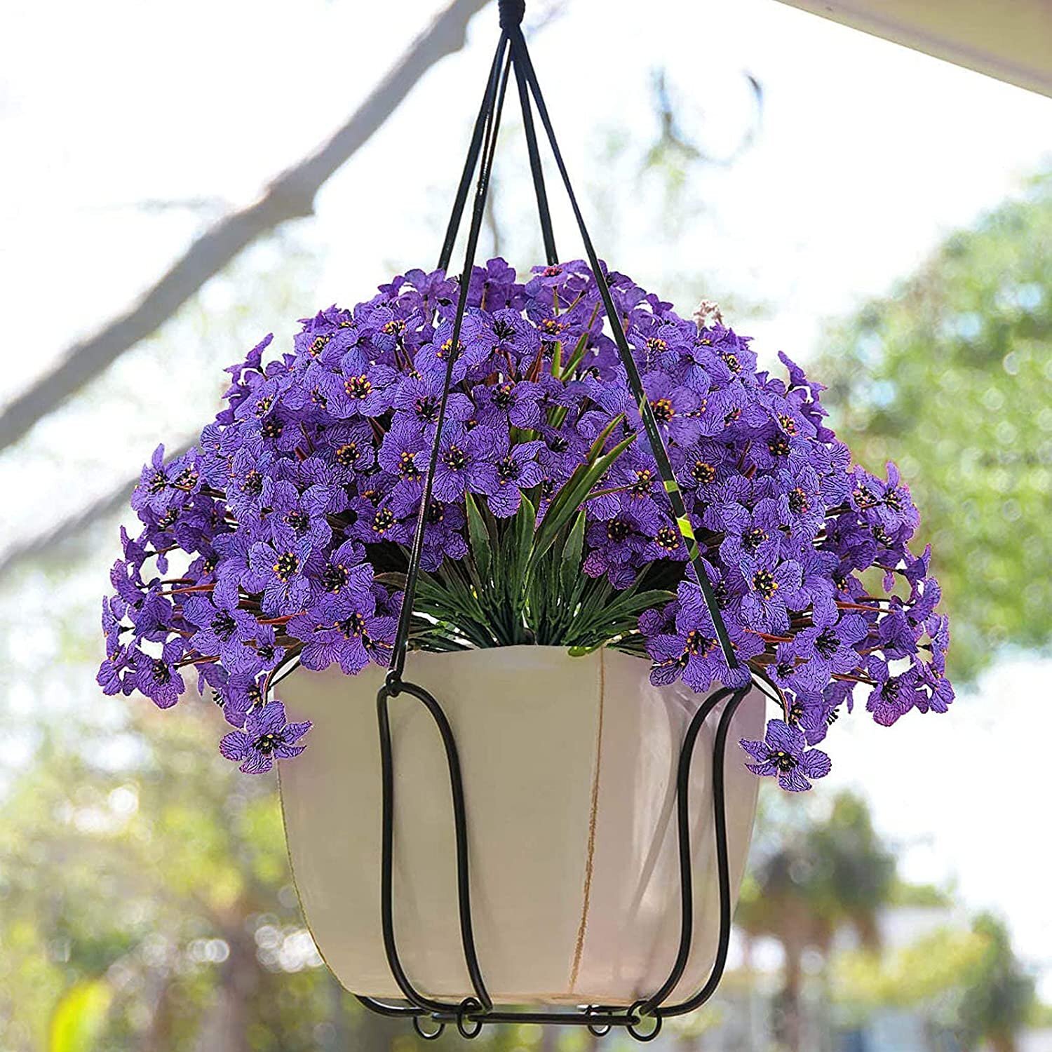 6 Bundles Artificial Flowers Outdoor UV Resistant Fake Violet Flowers Home Decor