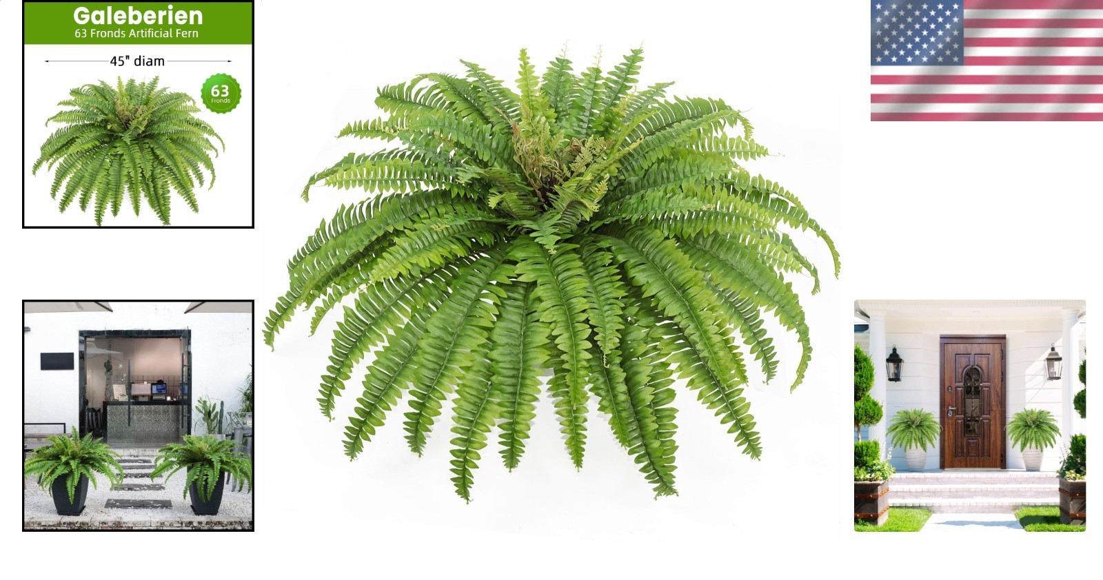 Green 57 Fronds Outdoor Indoor Silk Plant
