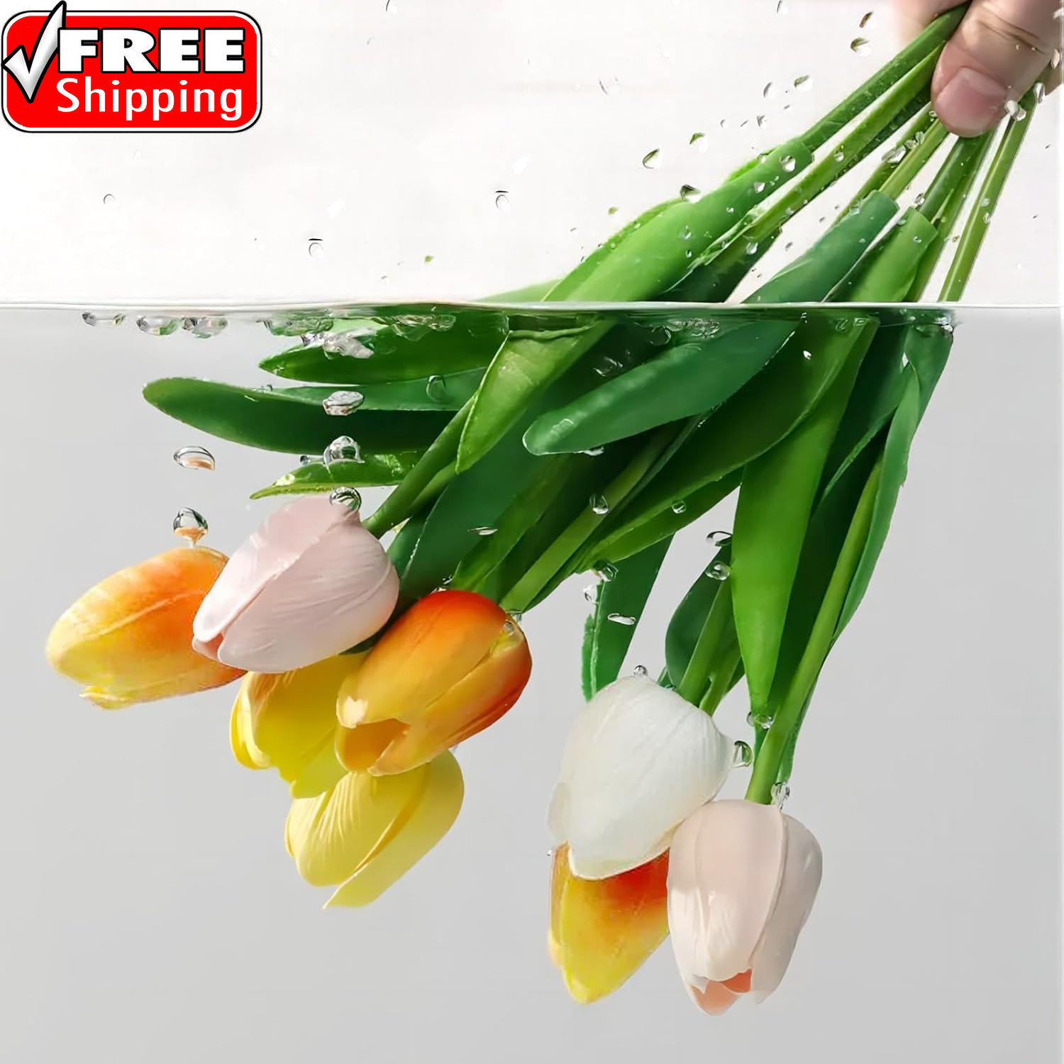 15PCS Artificial Tulips Flowers,Real Touch 14″ Silk Fake Tulips,Bulk Fake Flower