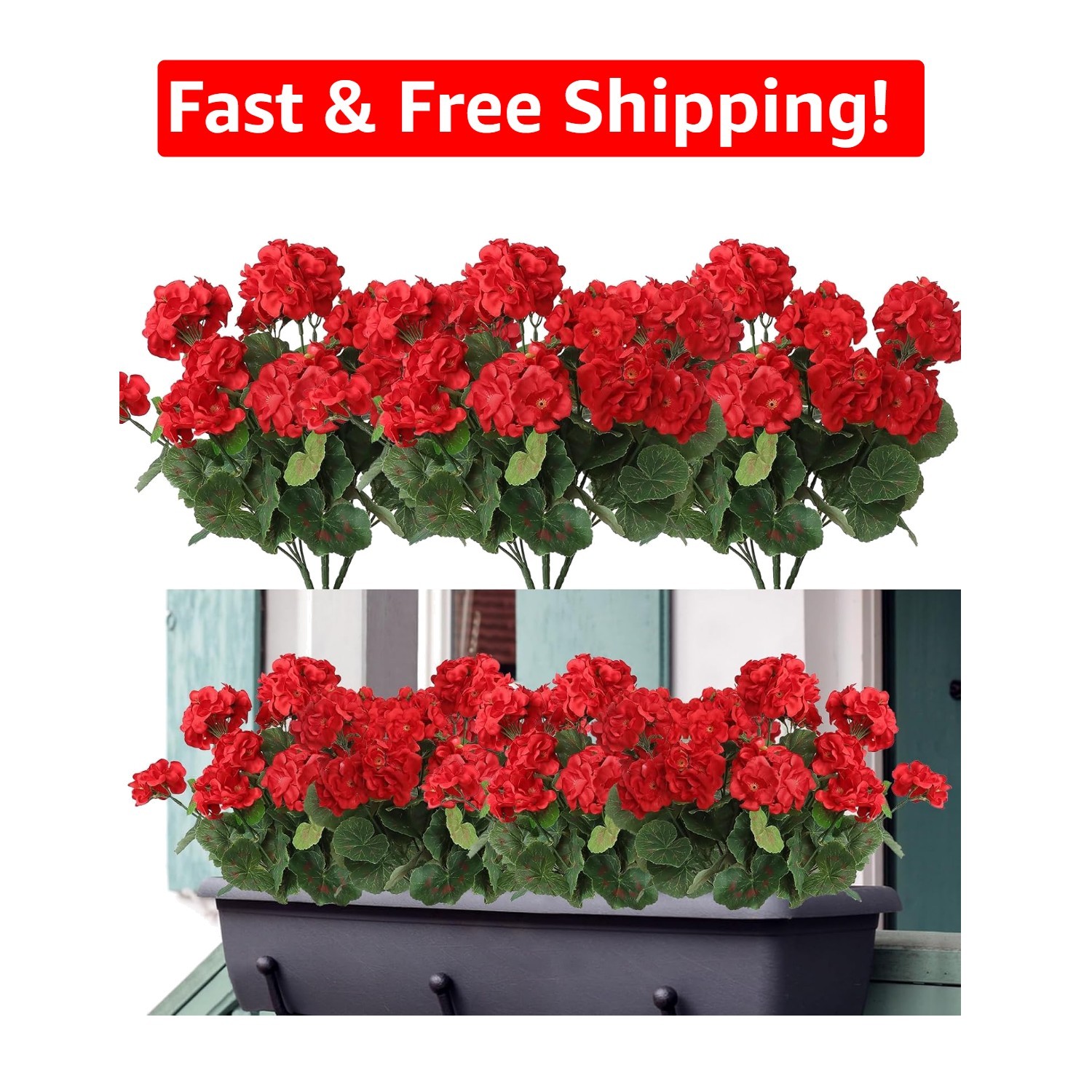 Vibrant 3-Pack Faux Geranium Flowers – Elegant Decoration for Events and Gardens
