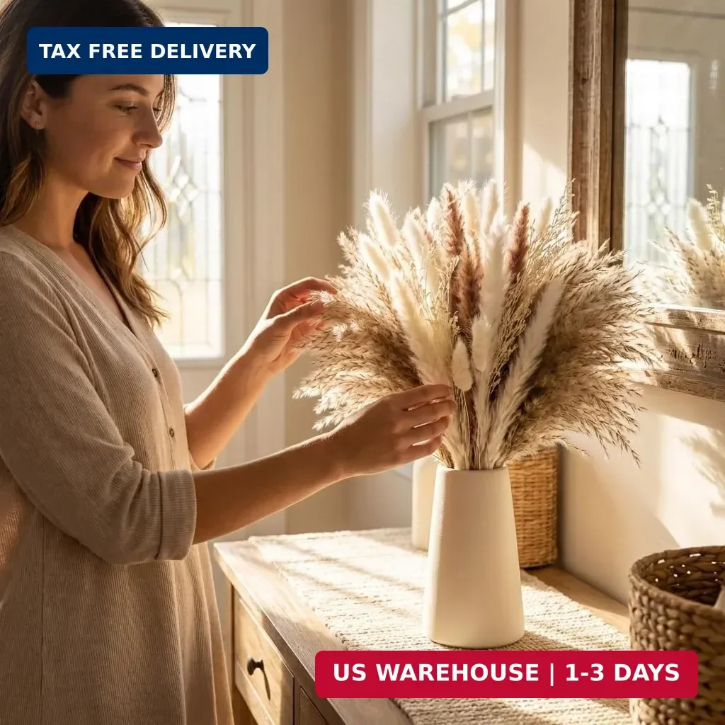 54pcs Dried Flower for Vase Bouquet Natural Pampas Grass Decor Boho Flowers Drie
