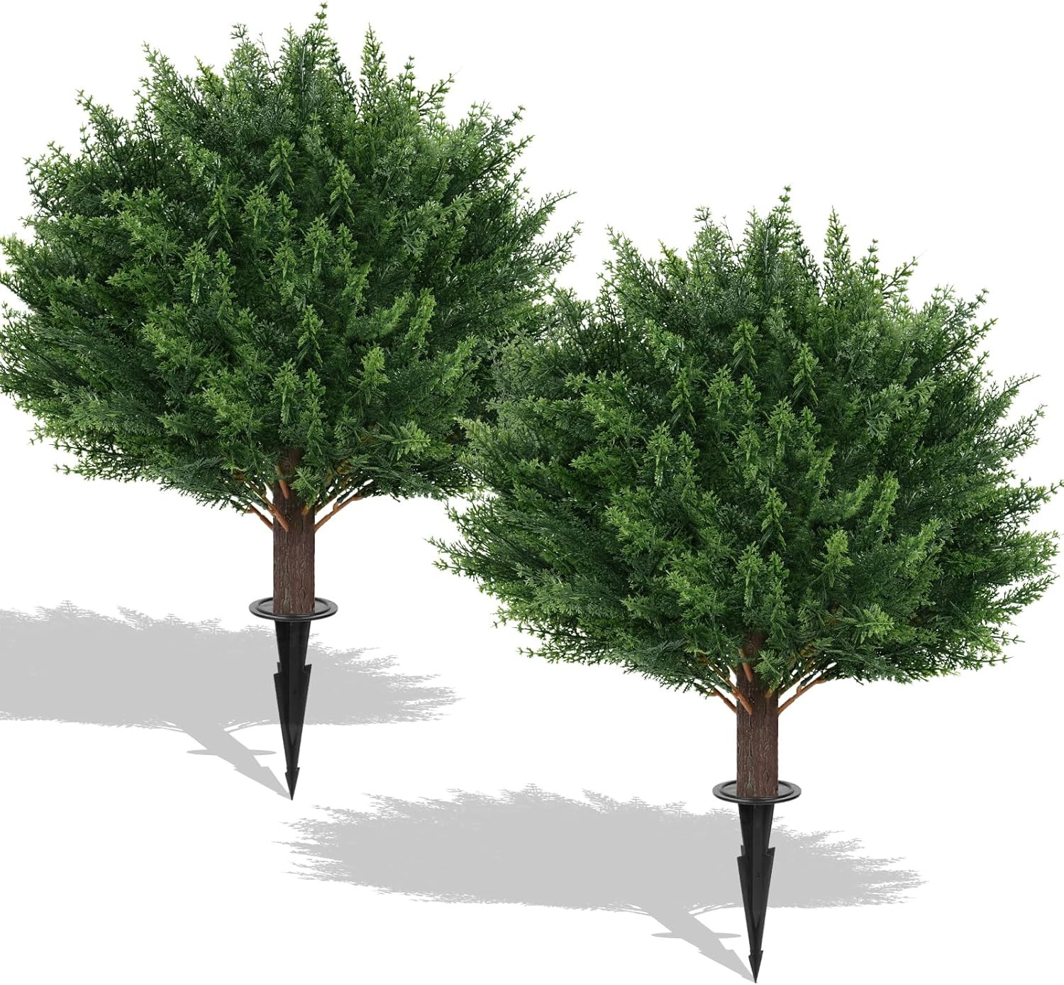4Pack Artificial Cedar Topiary Ball Trees, 16” UV Resistant Fake Evergreen Shru