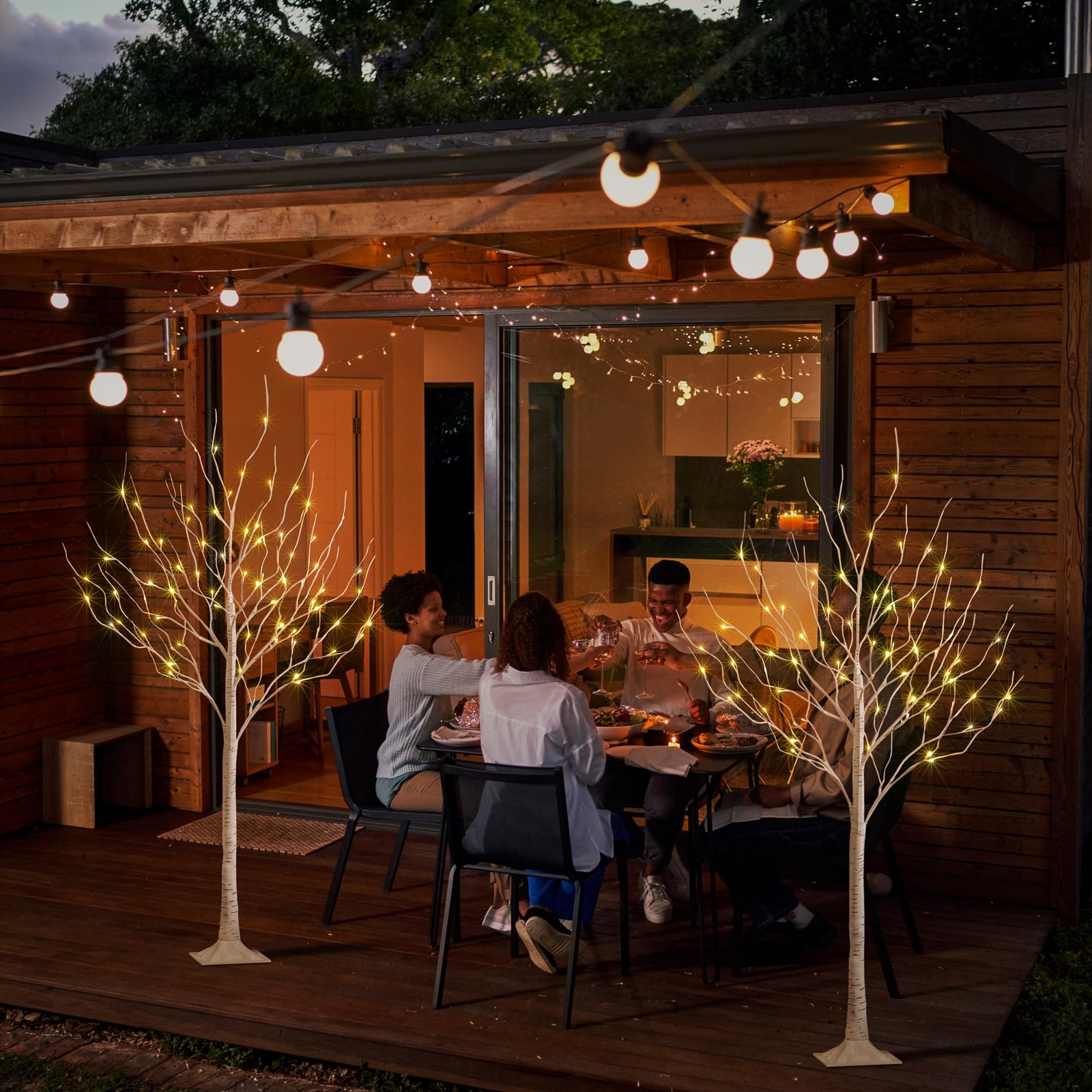 LIGHTSHARE 6 Feet 72L LED Birch Tree Lights, Pack 6 Feet, 2-Pack, Warm White