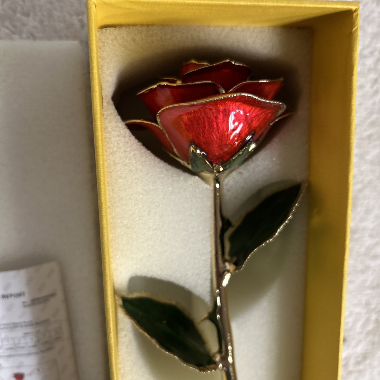 Sinvitron Gold Dipped Rose 24K Real Rose Long Stem Gold Plated Rose w/ Stand