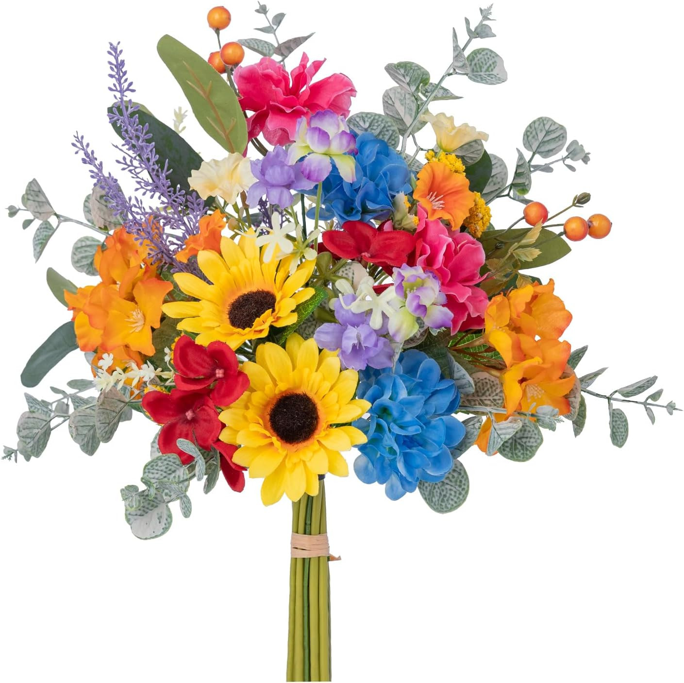 Rainbow Sunflower Artificial Flowers Bouquet for Home & Wedding Decor