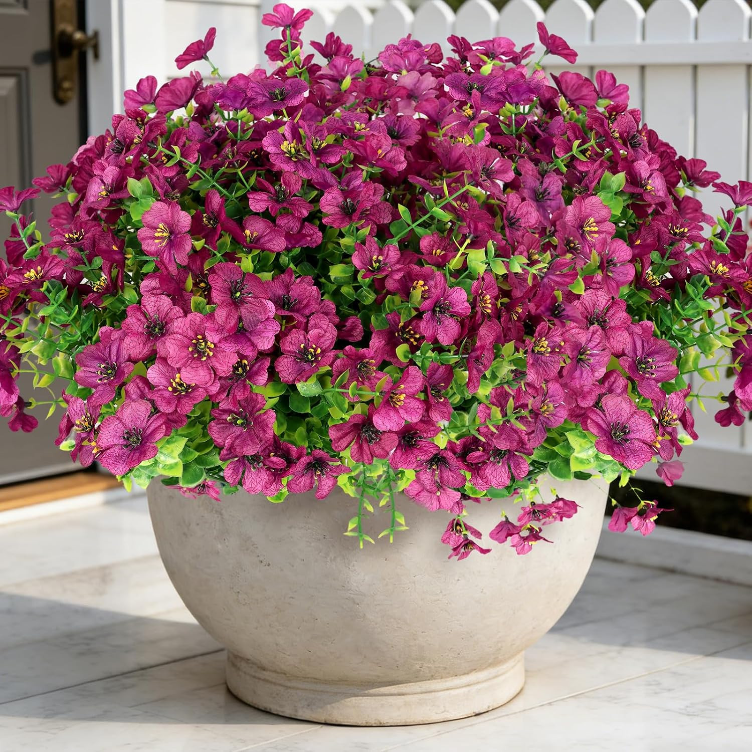 ICEROYCE Artificial Flowers for Outdoors, 16 Bundles UV Resistant Fake Outdoor F