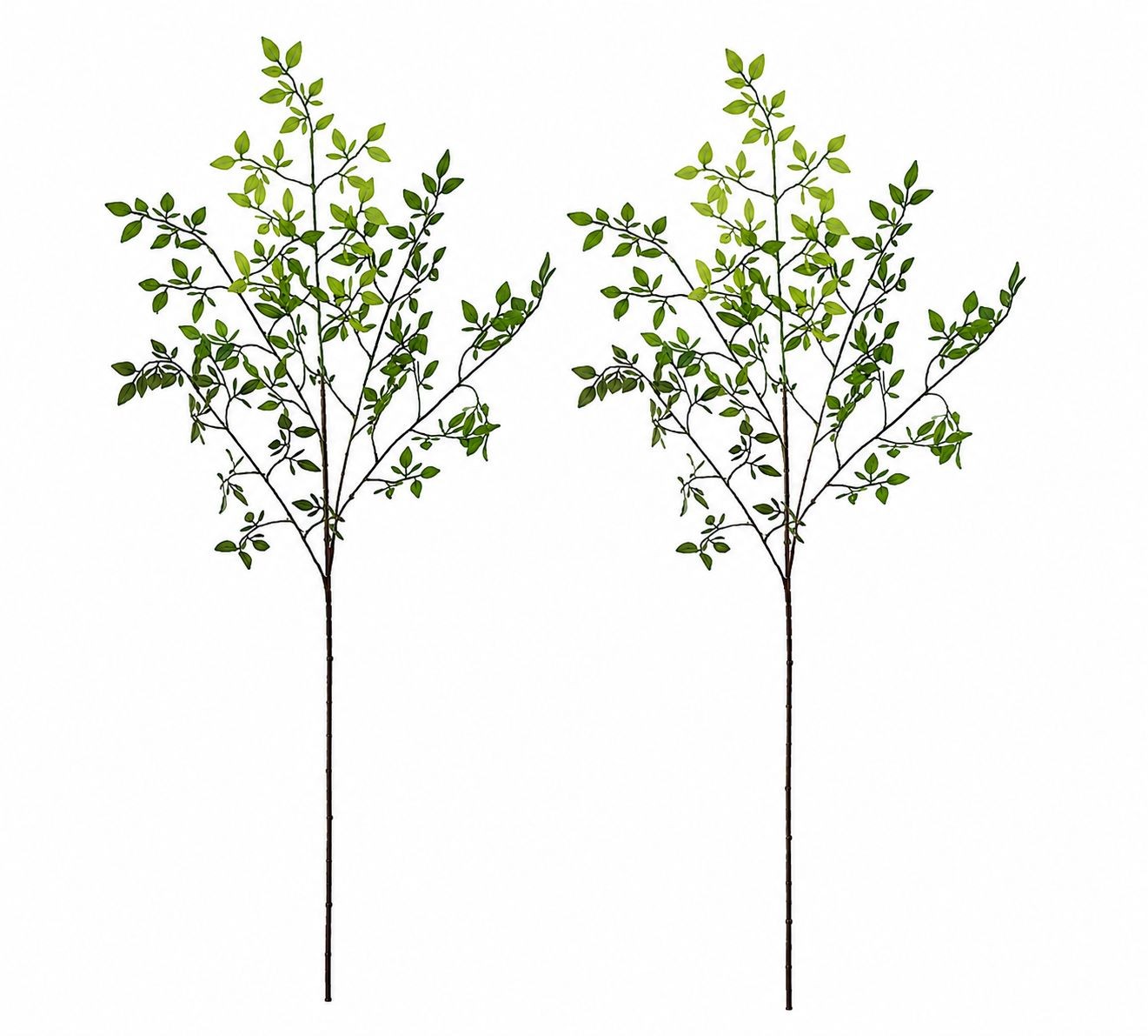Faux Greenery Stems Set of 2 Artificial Leaf Branches Tall Faux Foliage Stems
