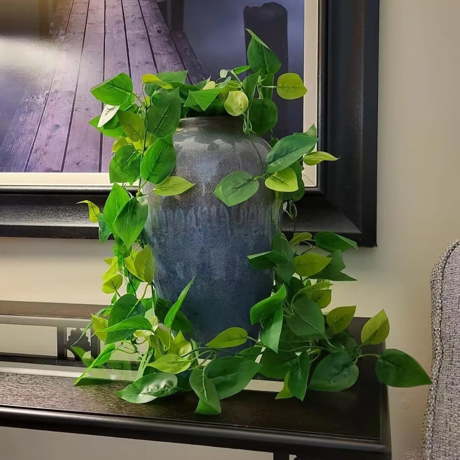 2pcs Artificial Faux Pothos Vines Greenery Hanging Plants (No Baskets)