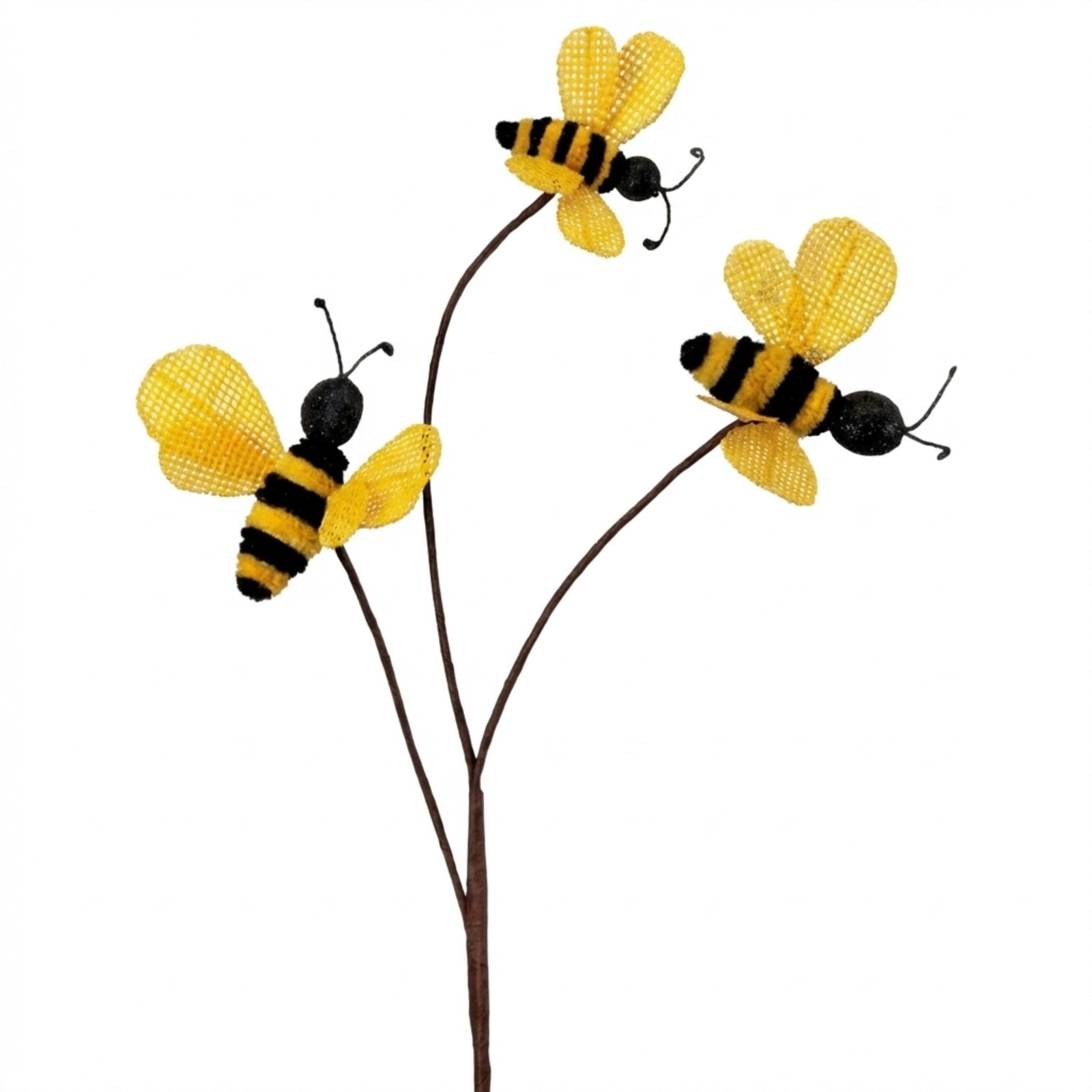 Bumblebee Spray Pick Rustic Decor – Burlap Bee Floral Stem for Wreaths Arrang…