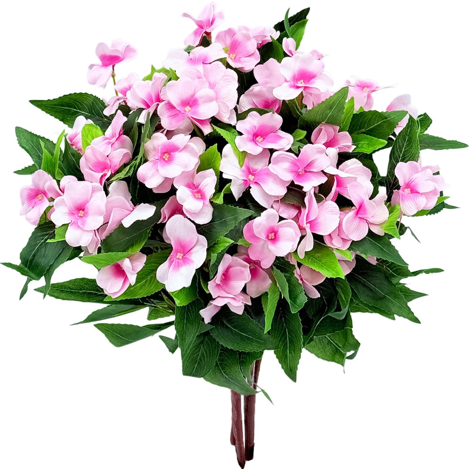 3PCS Artificial Impatiens Flowers Fake Flowers Artificial Flowers for Outdoor…