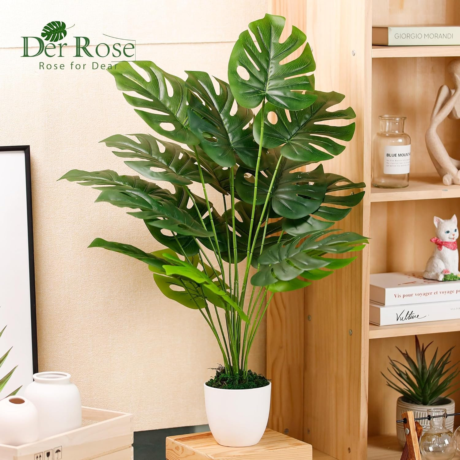 Der Rose 28″ Fake Plants Large Artificial Monstera Faux Potted Plants Indoor