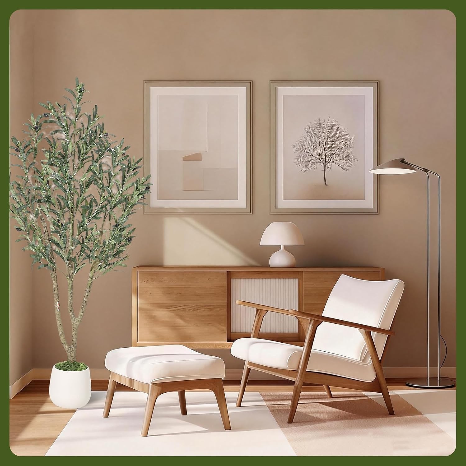 5/6/7FT Artificial Olive Tree Indoor with Moss and Planter Pot Faux Fake Home