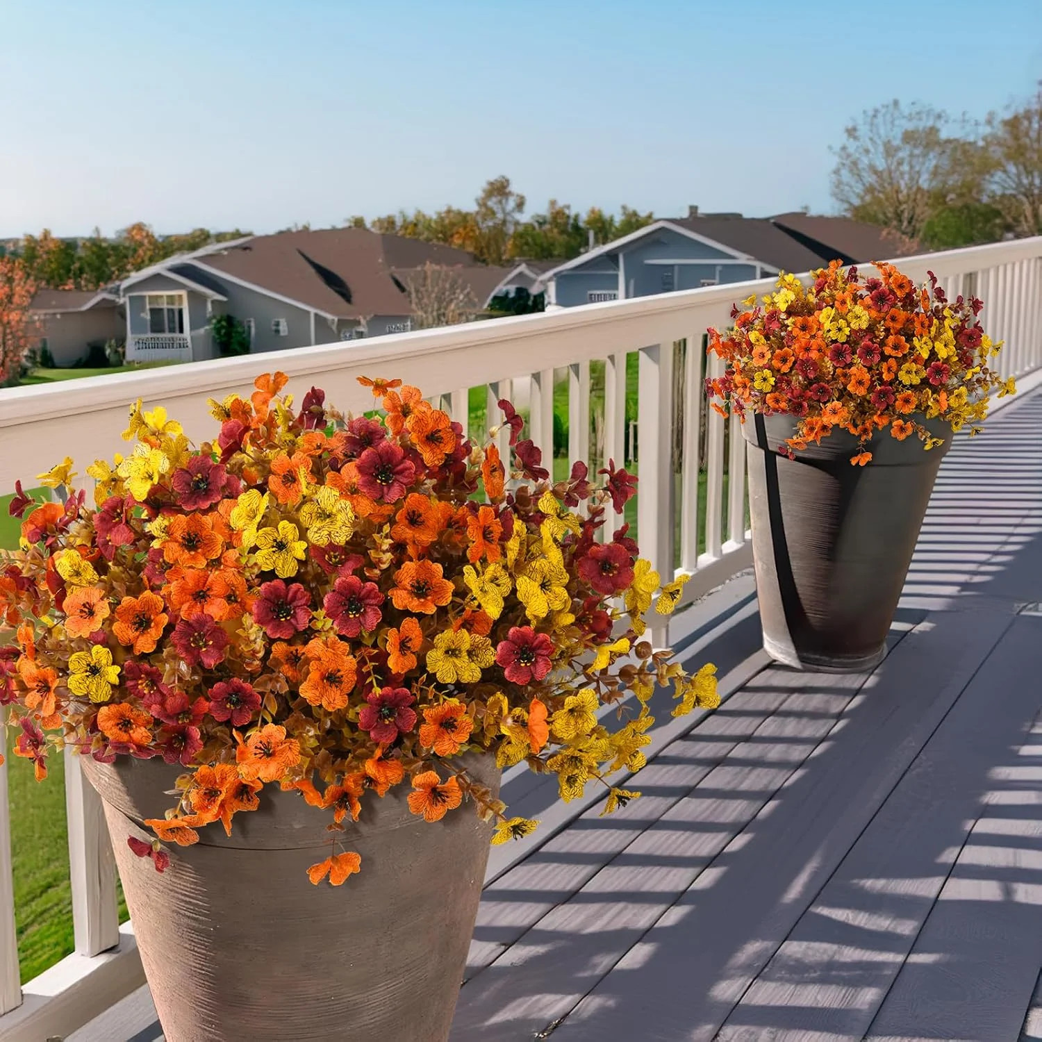 INQCMY Artificial Fake Fall Plants Flowers for Outdoor Outside Decoration,12 Bun