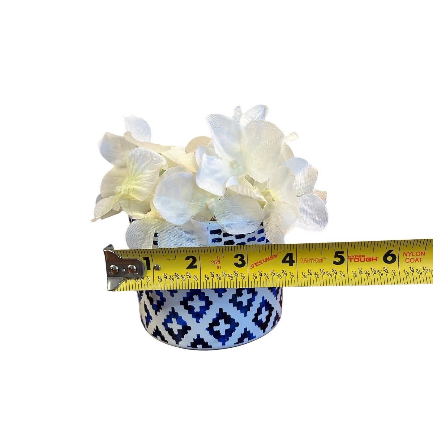 Floral Hydrangea Arrangement Bouquet Botanical Aztec Ceramic Pot 5”