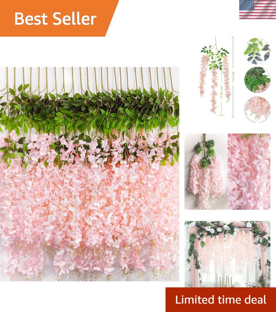 Lifelike 12 Pcs Wisteria Hanging Garland – Perfect for Wedding & Party Decor