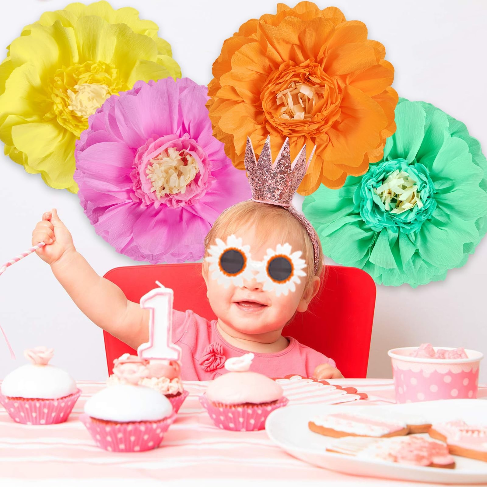 Giant Colorful Paper Flowers Fiesta Tissue Pom Poms Room Wall Decor 20 Inch