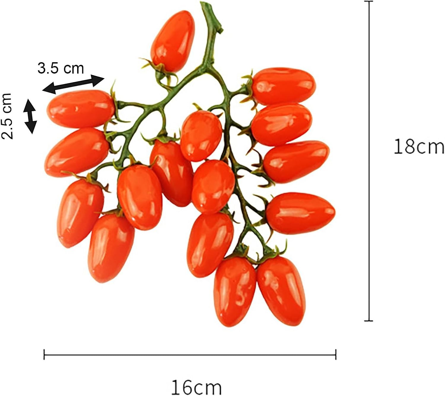 16pcs Artificial Cherry Tomatoes String Red Lifelike Home & Party Decor