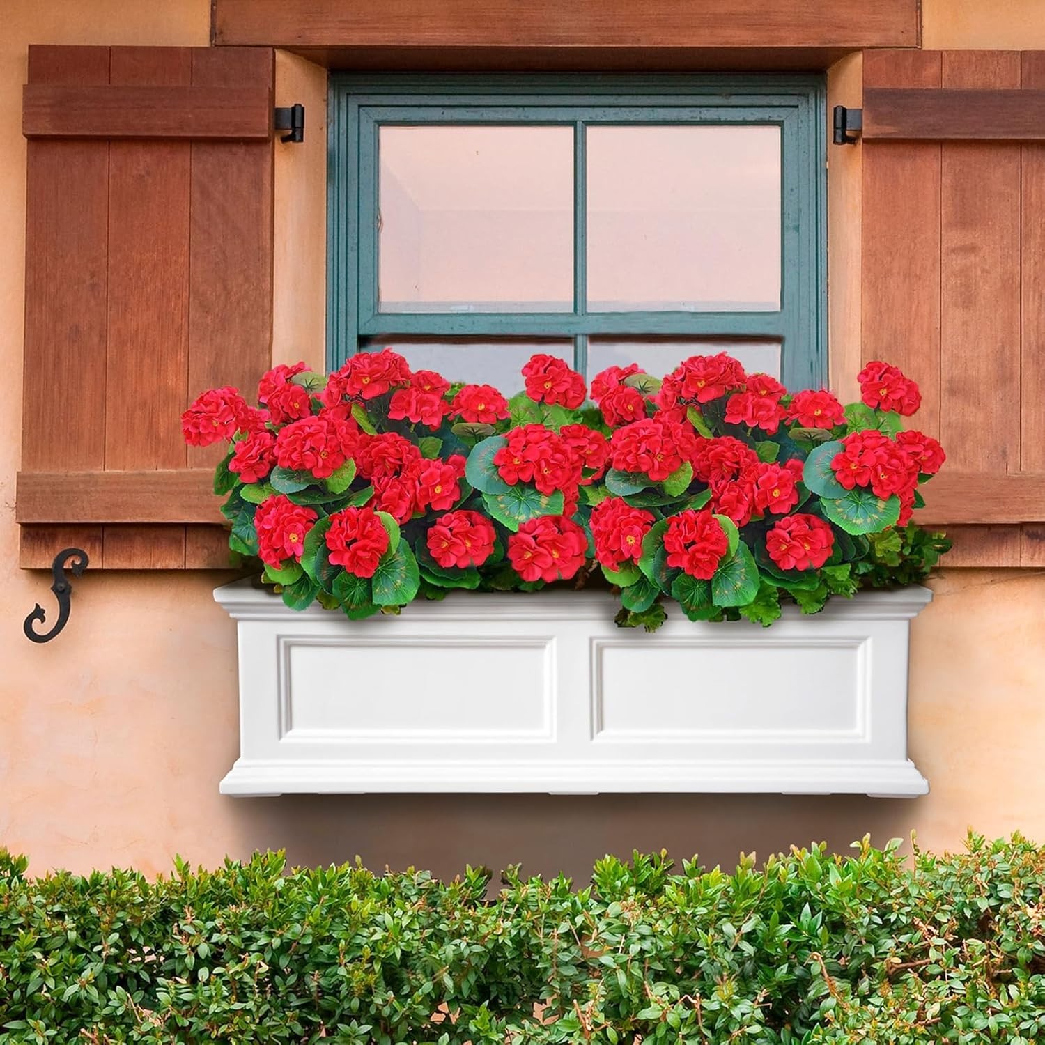 Vibrant Red Geraniums – Set of 4 UV Resistant Artificial Flowers for Outdoors
