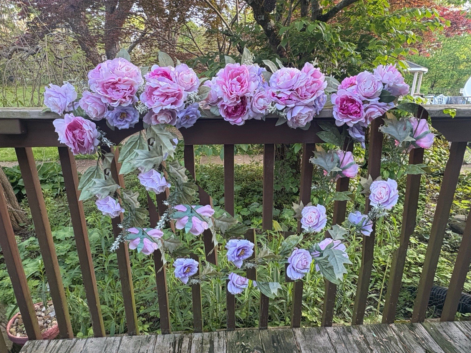 Bundle Of Artificial Pink Peony Purple & Rose (2)6Ft Garland & Bouquets New
