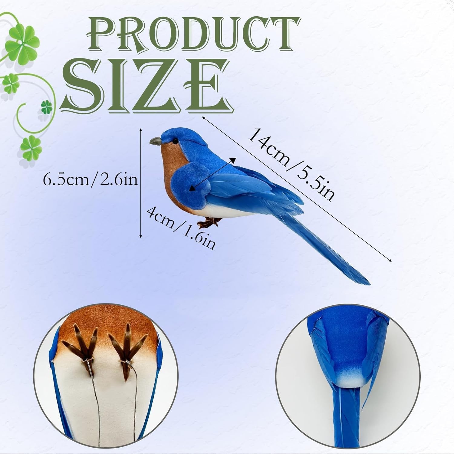 Realistic Feathered Blue Bird Model for Floral Arrangements & Crafts