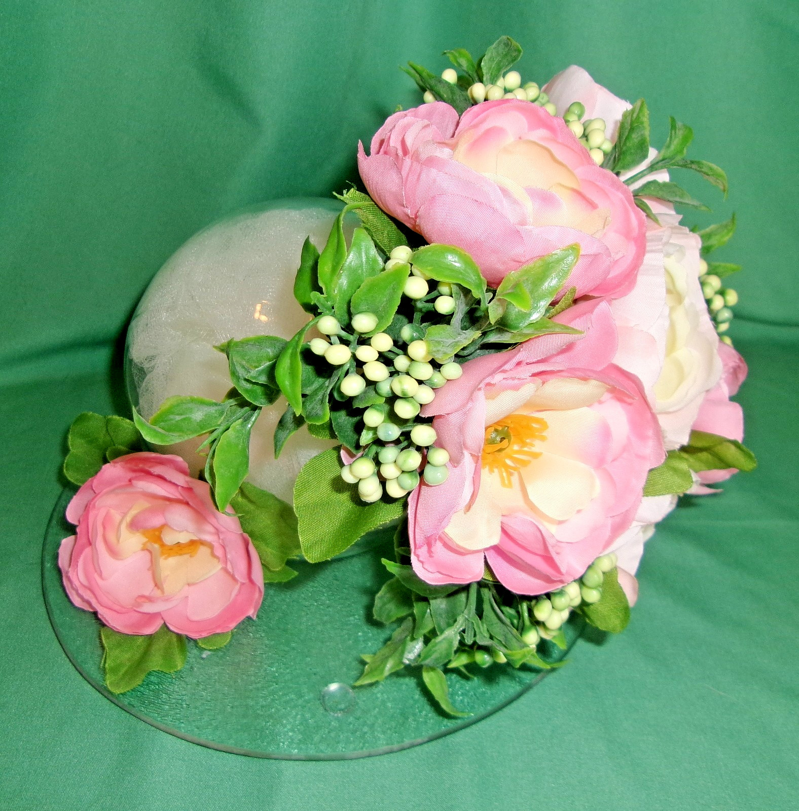 Floral Arrangement Tilted Silk Pink Floral Decoration Counter Table Top Gift