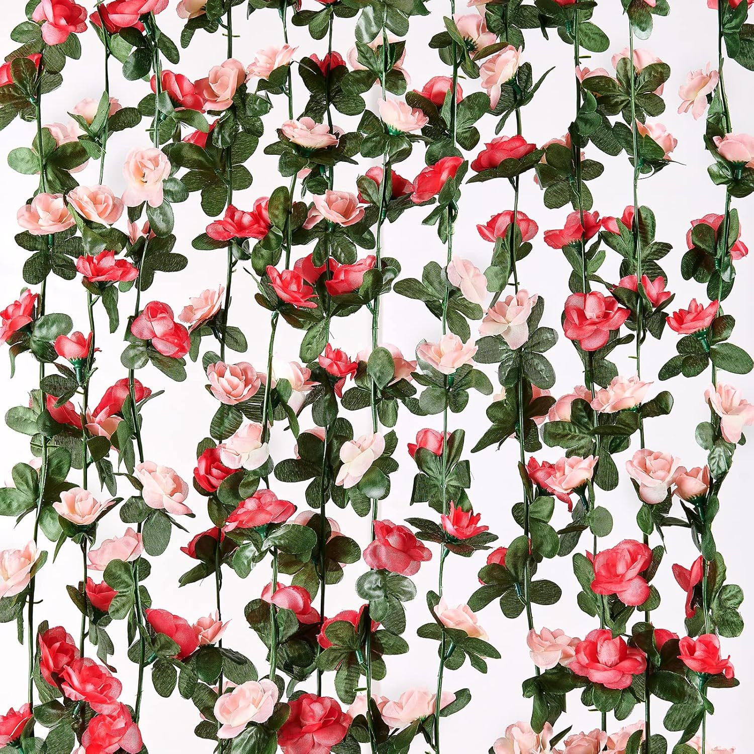 Flower Garland Rose Vines, 2 Strands 16.5Ft Flower Vines for Bedroom, Rose Flora