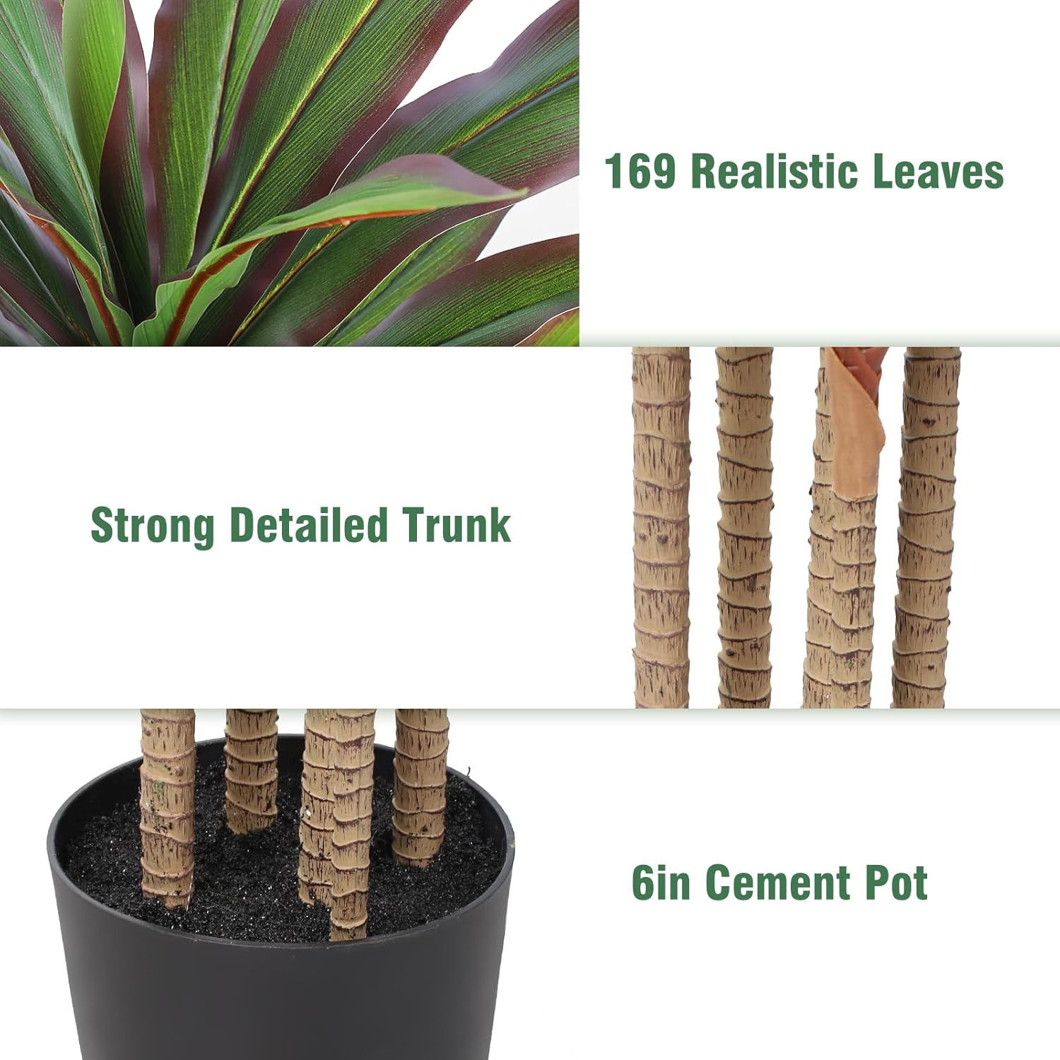 6Ft Dracaena Red Yucca Artificial Plant – Realistic Faux Tree for Home Decor