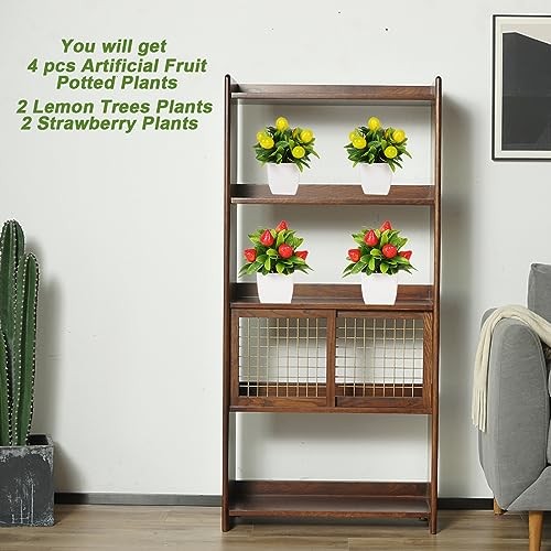 4 Fake Potted Plants Small Artificial Fruit Plants with Pots Lemon 2pcs Type C